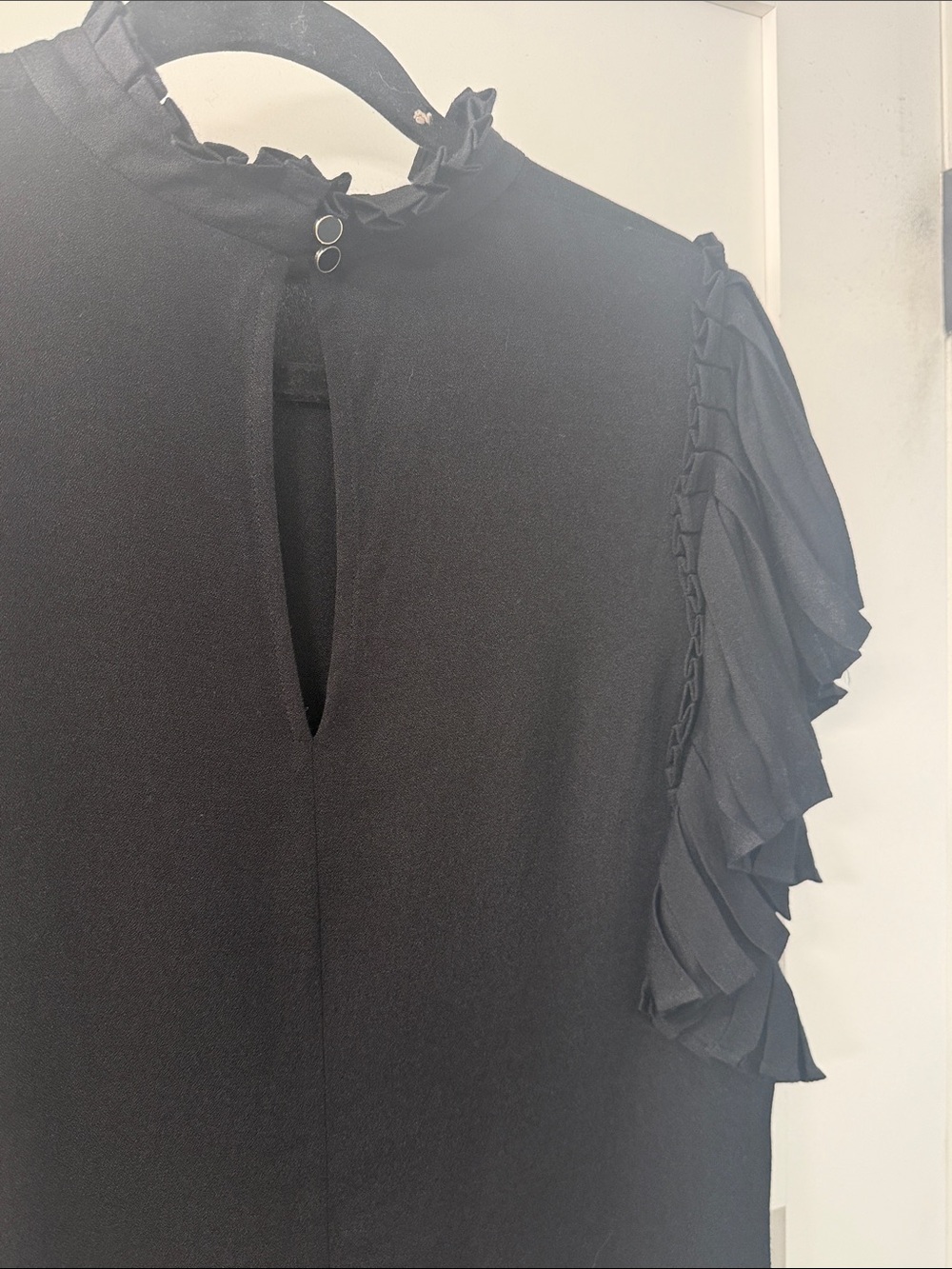 kate spade black ruffle-sleeve mock neck blouse - Picture 6 of 12